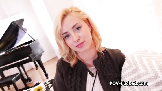 Big dick for cute blonde spinner on her first video shoot