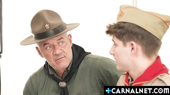 Scout Dex Devall squeezing rubbing scoutmaster Dillon Stones bulge