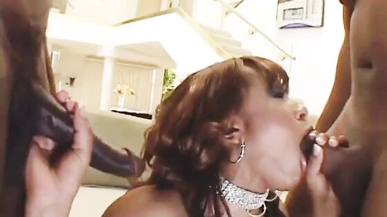 Big Tits Ebony Whore Threesome With DP