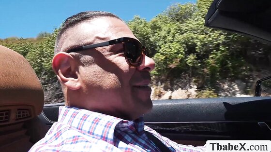 Stopping for a minute to fuck this hot TS hitchhiker