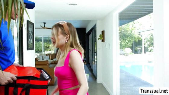 Trans Stepmom fucks the delivery mans enormous cock 2