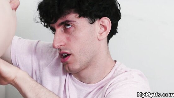 Calming down bullied dude with big tits and free use pussy