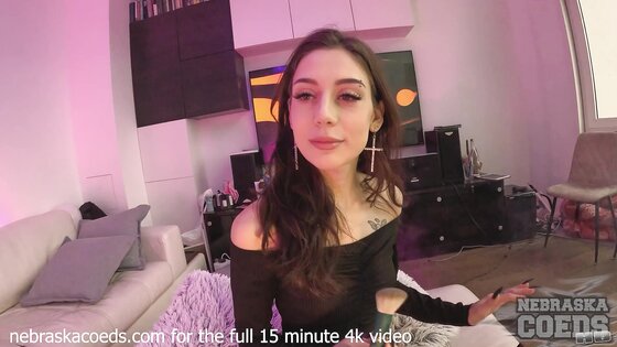 Dora Masturbates with Vibrating Makeup Brush on Couch