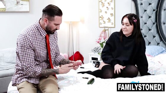 Angel Cake Curious Stepdad Measures Her Tight Pussy with Cock