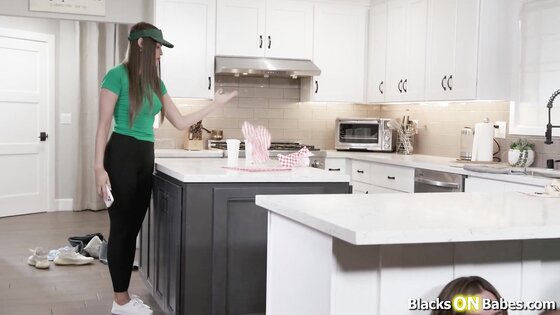 Big tits ebony fucked by white roommate