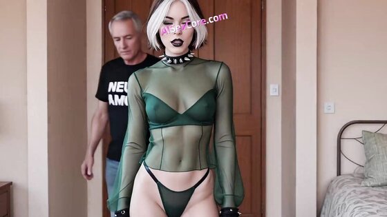 Mutant goddess surrenders full curves to deep rooftop desire