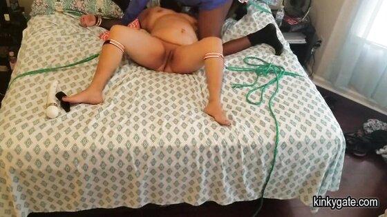 Tied up plump Marry tamed by black Dom