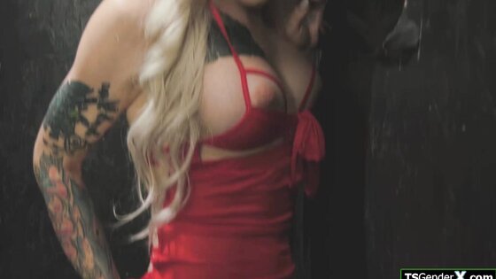 Suck my tgirl cock through the gloryhole
