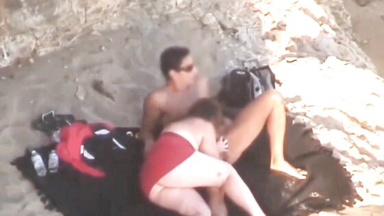Chubby Niece devours cock on the beach
