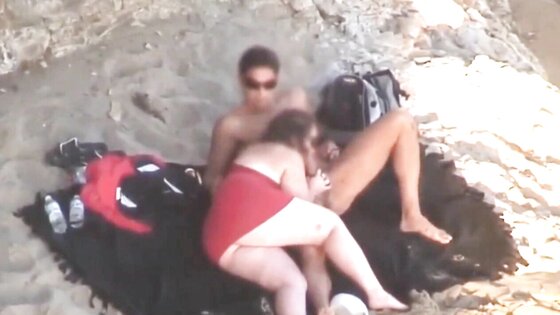 Chubby Niece devours cock on the beach