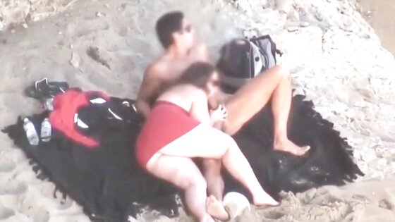 Chubby Niece devours cock on the beach