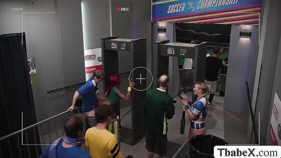 Two security officer fucked by soccer fans
