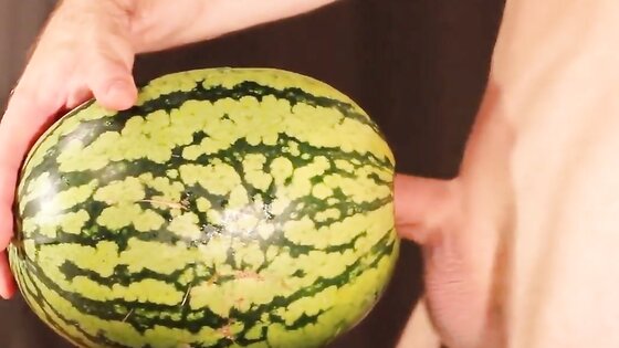 water melon cum - fucking a melon and cumming