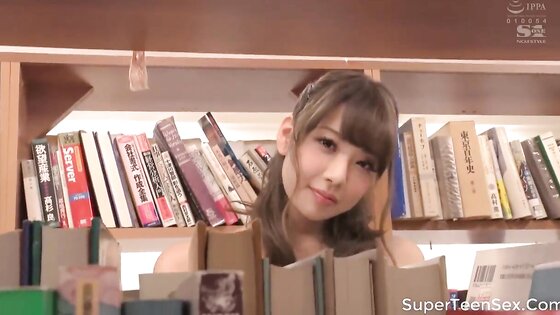 Cute Japanese Girl with big tits so horny and fucked hard in library