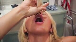 Amateur German Blonde Blowjob Condom Cocktail