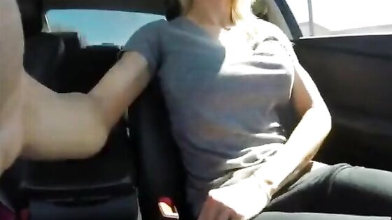 Amazing blond girl squirts in car