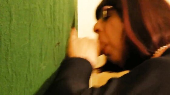 Glory Hole blowjob with cum swallow