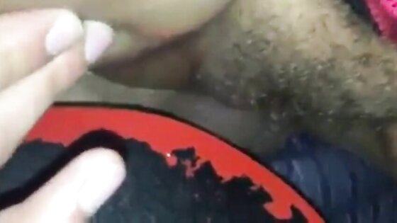 Hairy creampie through the gloryhole