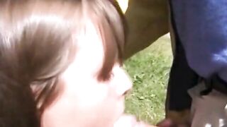 Young mother sucking me in public
