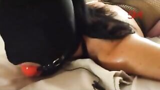 Brunette Tied In Bed Whipped And Fucked
