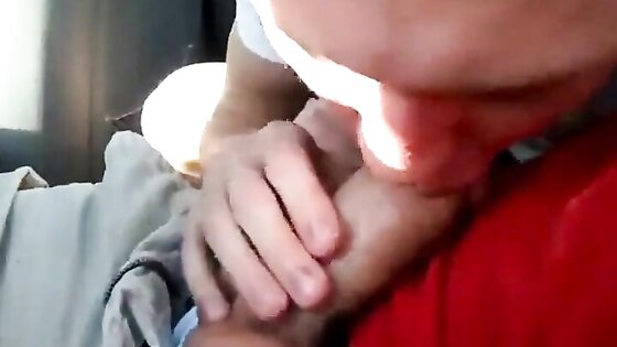 Blowing a friend in the car and he cums in my mouth 2