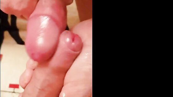 Old man cums over my young shaven cock
