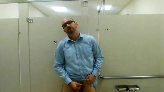 Jerking in a public restroom