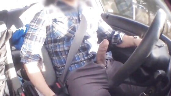 Cumming in car