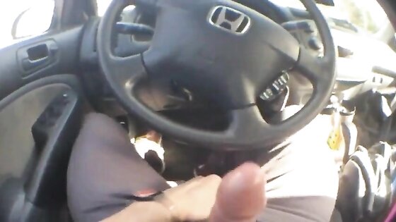 Cumming in car