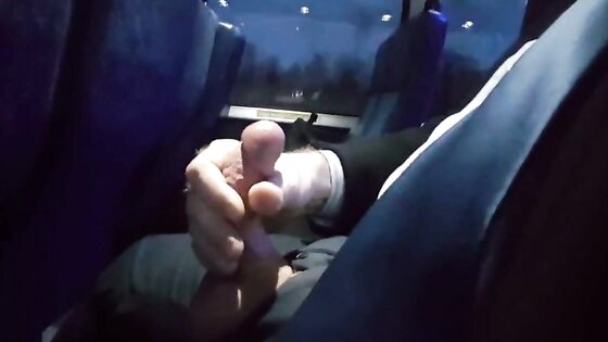 Jerking off on the bus. Big cum shot. Suit