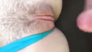 Cumming on her tight hairy pussy