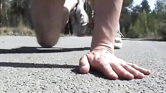 Jacking and cumming on a bridge over the highway