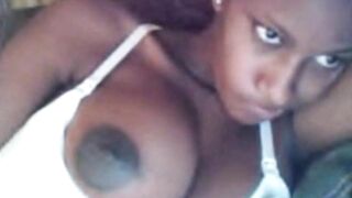 Busty ebony chick on webcam