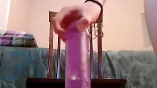 Blonde Bouncing on Dildo and Orgasms