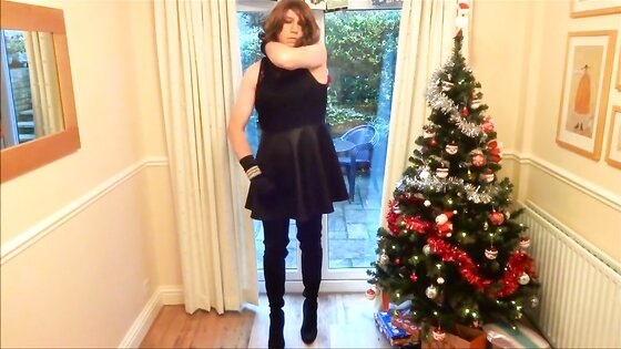 Alison in Thigh Boots - Wanking under the christmas tree