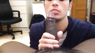 White Mexican Young Boy Sucking Black Cock Eating Cums
