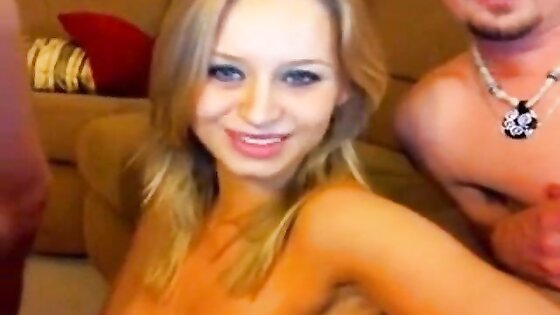 Sexy blonde fack two cock