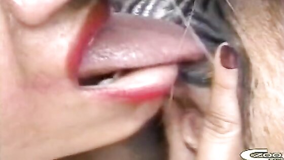 Brunette Whore Licks Mare Pussy