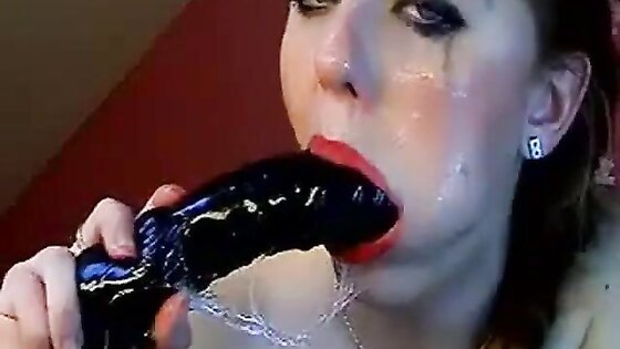 Aurelie Gagging On Big Dildo