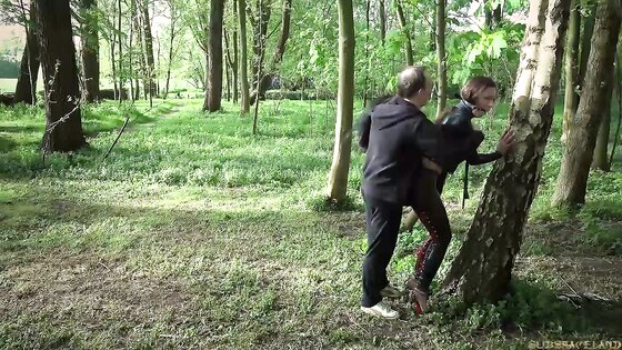 Slave Tied And Used Outdoors