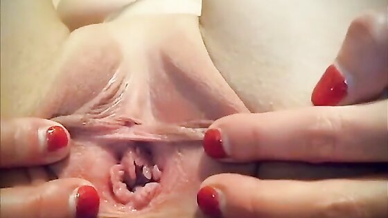 Ashley spreads and gapes her tight little pussy