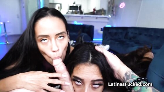 Latina girlfriends milking my huge cock on video