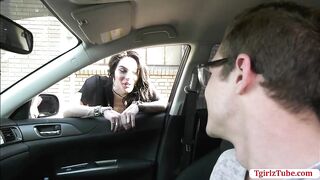 Horny dude brings the TS hitch hiker his place and fucks her ass