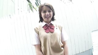 White Schoolgirl Takes Japanese Cock