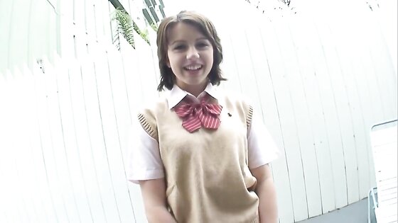 White Schoolgirl Takes Japanese Cock
