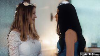 Busty bride kisses and pussy licked by former small tits bff