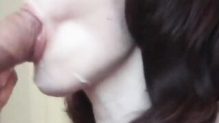 Big cock cums on mature Jessy’s face and mouth