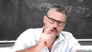 Teacher spanks facefucks and bangs his petite bratty student