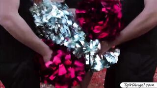 Stunning TS cheerleader Aubrey Kate in a kinky intense anal 3way