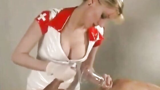 Sexy nurse takes sperm sample